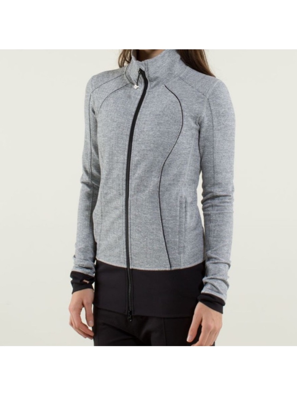 Lululemon Nice Asana Jacket *Herringbone Heathered Black White / Black Size 8
